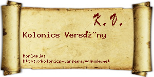 Kolonics Versény névjegykártya